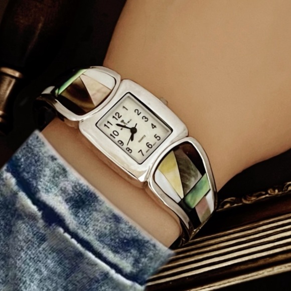 OTTIMO • Abalone Cuff Watch New Battery Ready To Wear - Picture 2 of 4